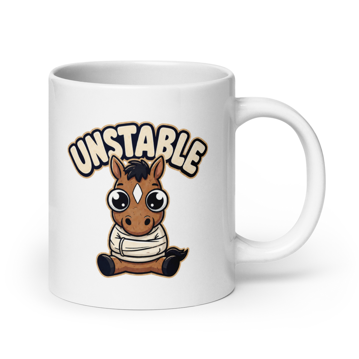 Unstable White Mug – 20 oz, handle on right