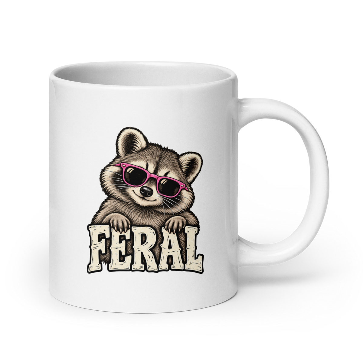 Feral Raccoon White Mug