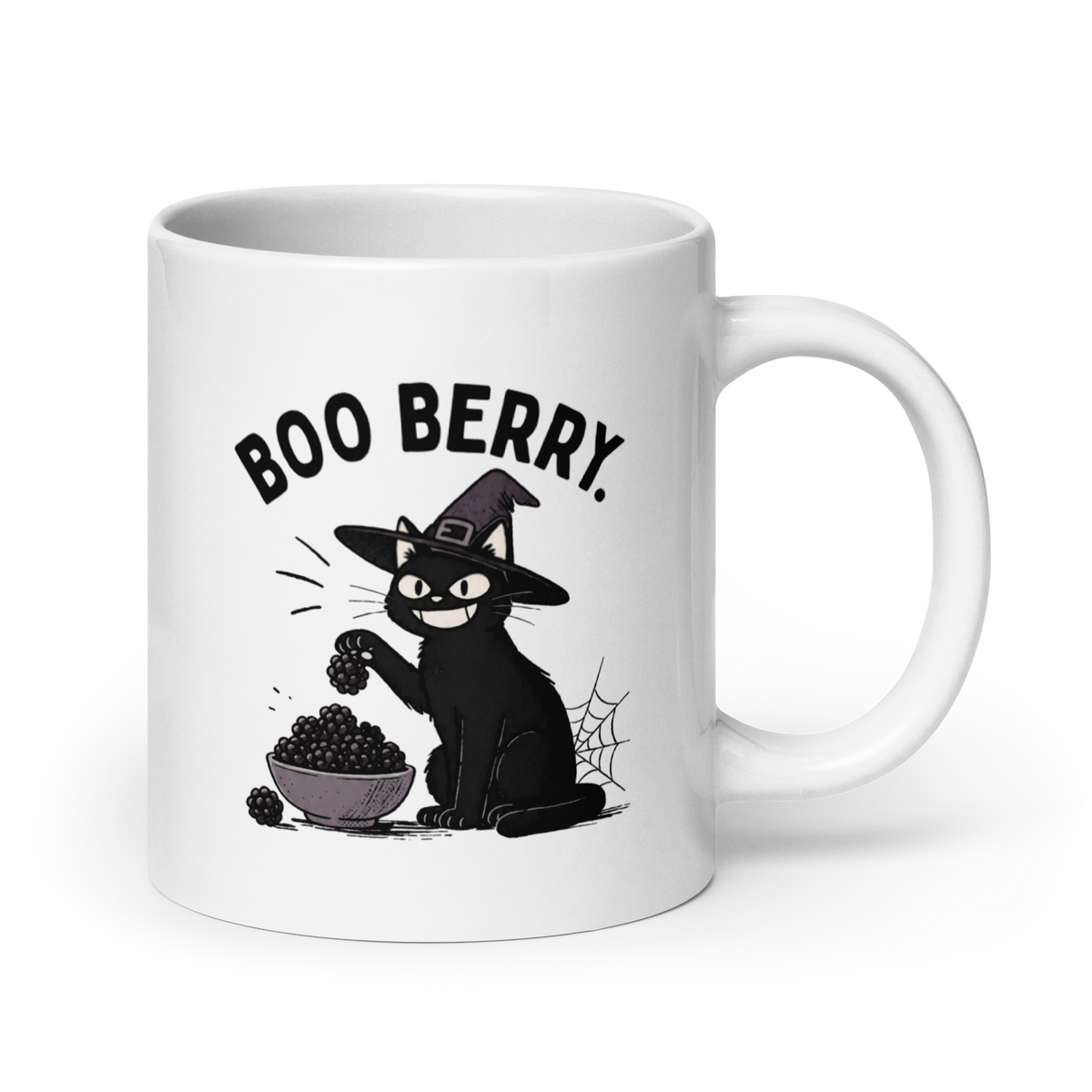Boo Berry White Mug, 20 oz, handle on right