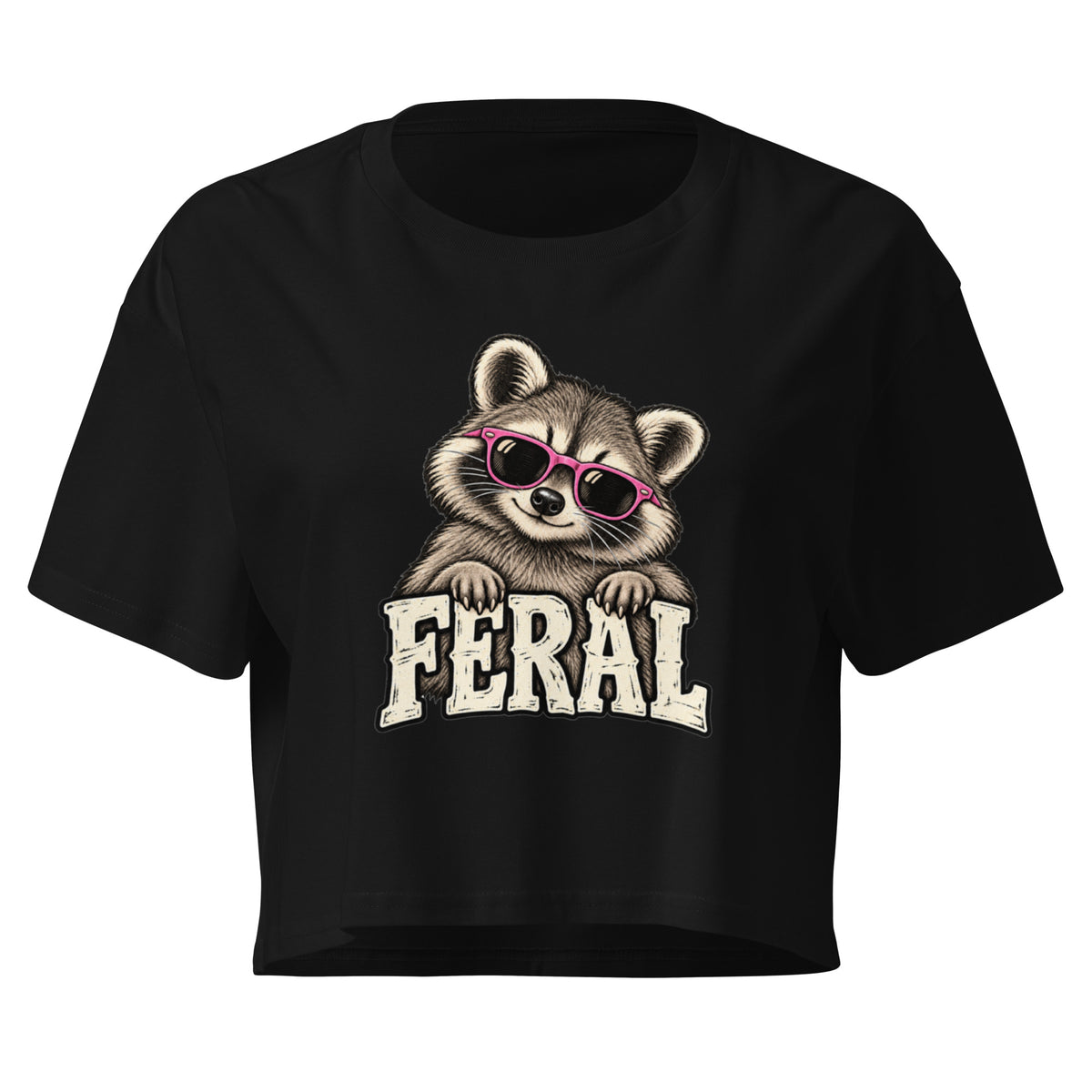 Feral Raccoon Relaxed Crop Top