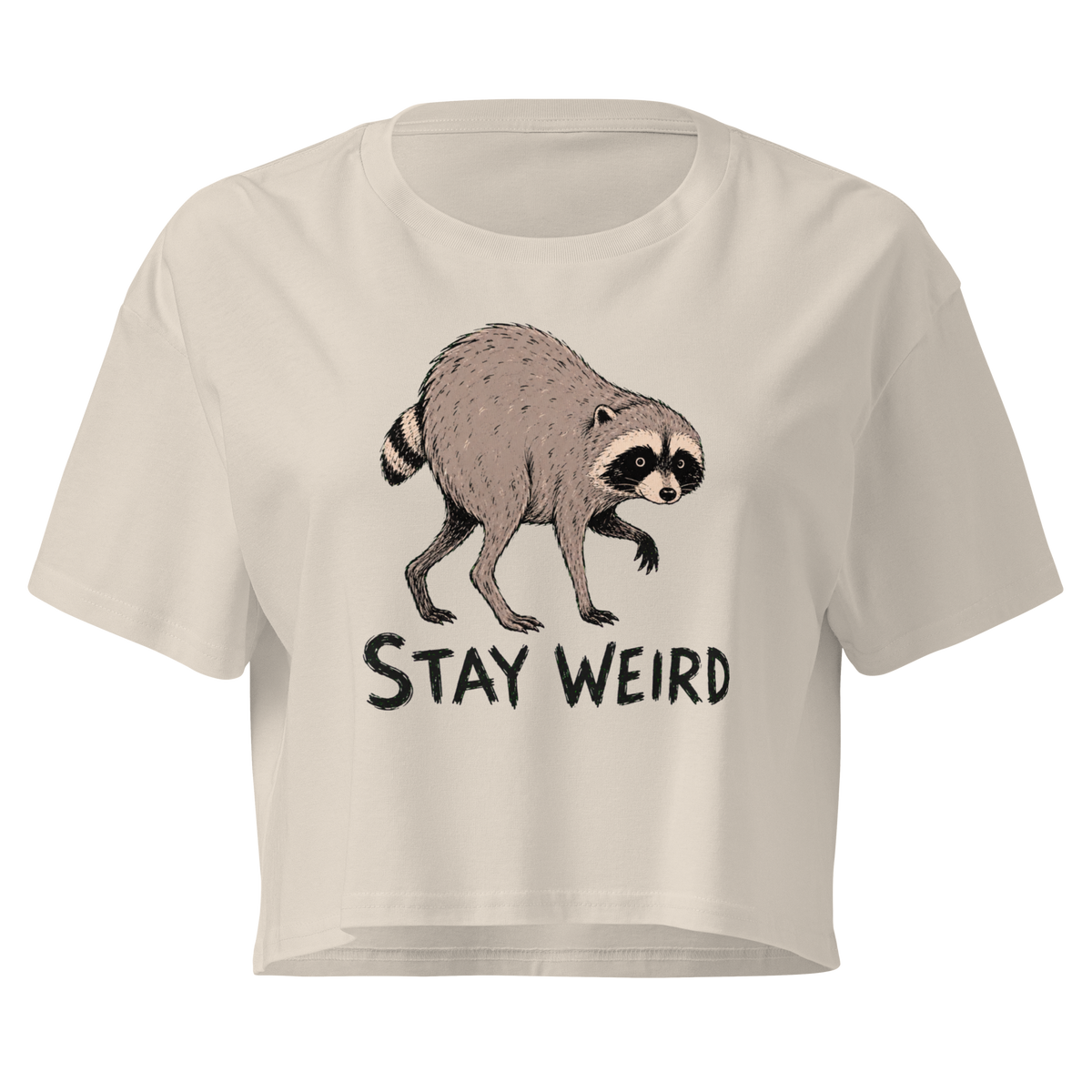 Jimothy: Stay Weird Relaxed Crop Top - Bone