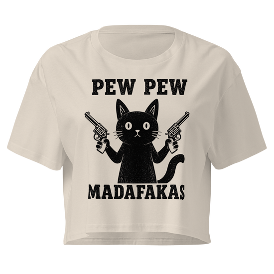 Pew Pew Madafakas Relaxed Crop Top - Bone