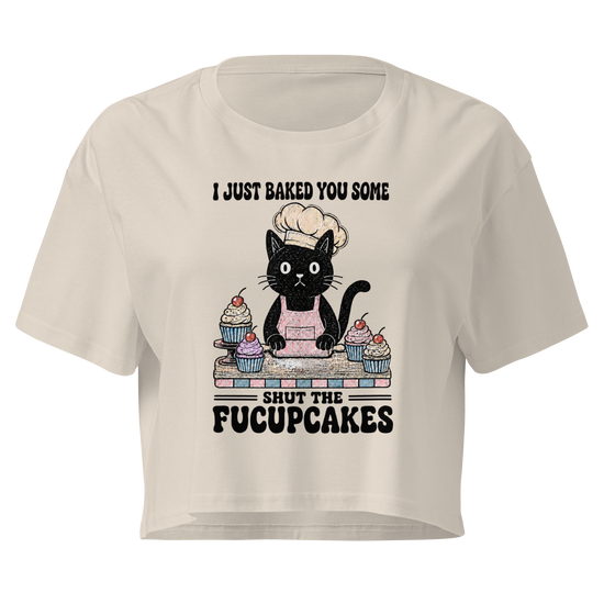 Shut the Fucupcakes Relaxed Crop Top - Bone