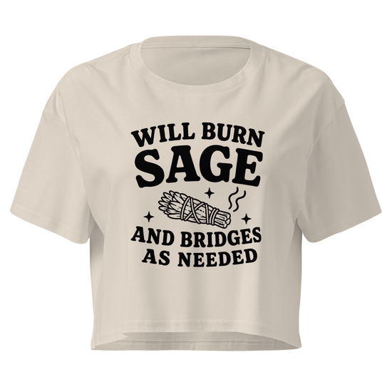 Will Burn Sage & Bridges as Needed Relaxed Crop Top - Bone