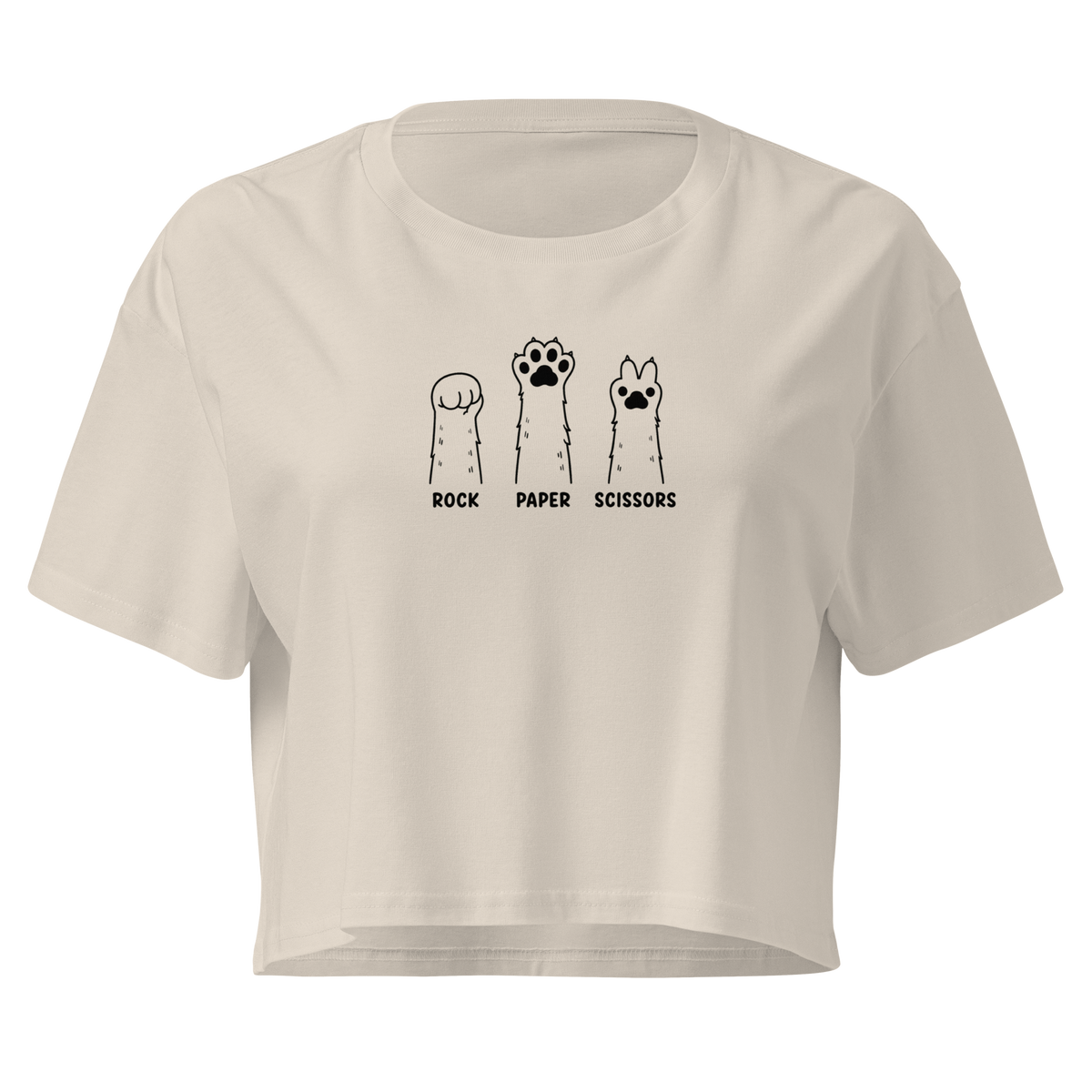 Rock Paper Scissors Relaxed Crop Top - Bone
