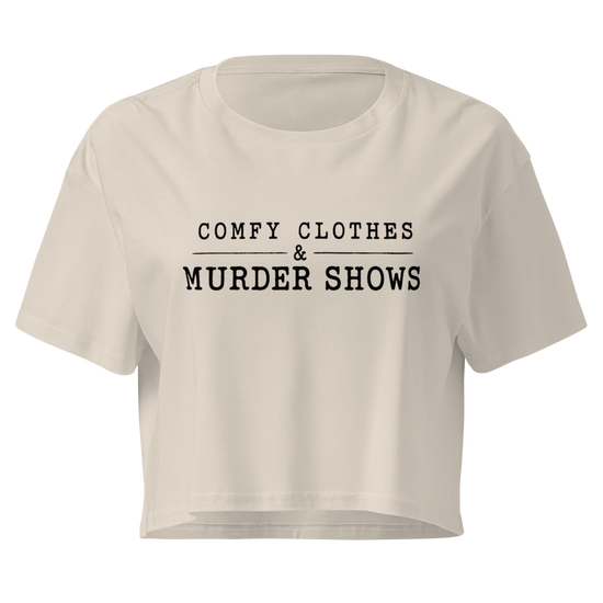 Comfy Clothes & Murder Shows Relaxed Crop Top - Bone