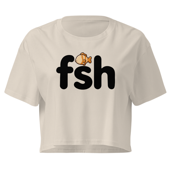 What Do You Call a Fish With No Eye? Relaxed Crop Top - Bone