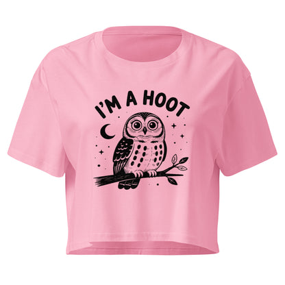 I'm a Hoot Crop Top in Bubblegum, front