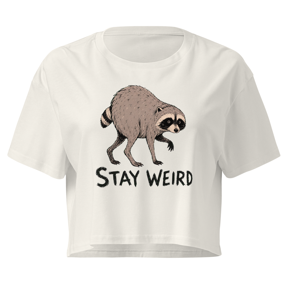 Jimothy: Stay Weird Relaxed Crop Top - Ecru