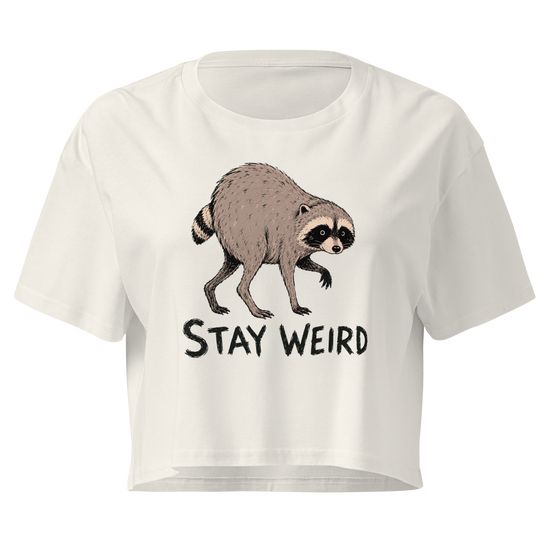 Jimothy: Stay Weird Relaxed Crop Top - Ecru