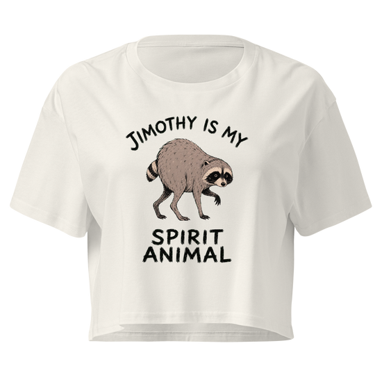 Jimothy Is My Spirit Animal Relaxed Crop Top - Ecru