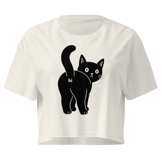 Sh!tty Kitty Relaxed Crop Top - Ecru