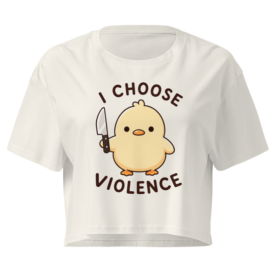 I Choose Violence Relaxed Crop Top - Ecru