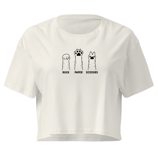 Rock Paper Scissors Relaxed Crop Top - Ecru