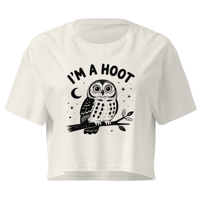 I'm a Hoot Crop Top in Ecru, front