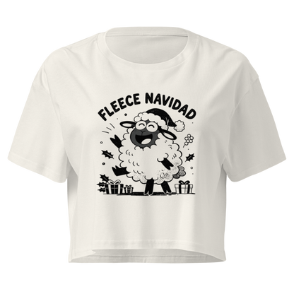 Fleece Navidad Crop Top in Ecru, front