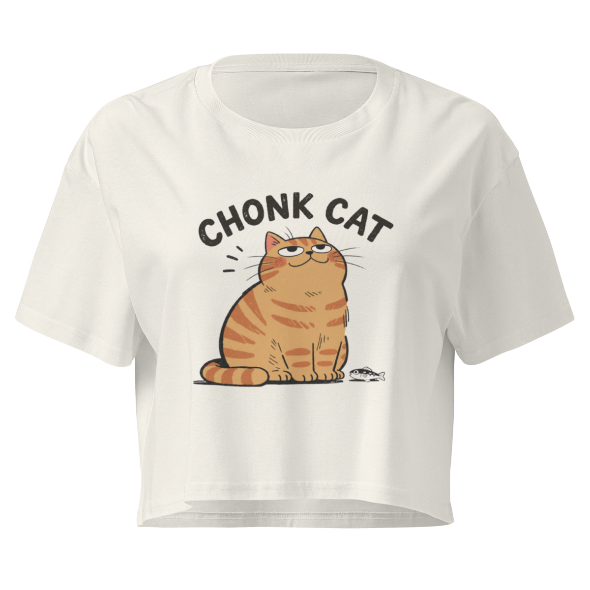 Chonk Cat Crop Top in Ecru, front