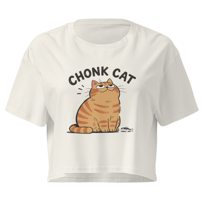 Chonk Cat Crop Top in Ecru, front
