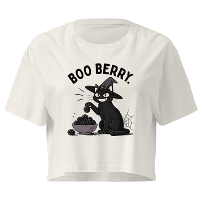 Boo Berry Crop Top in Ecru, front