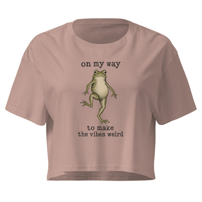 On My Way to Make the Vibes Weird Crop Top in Hazy Pink, front