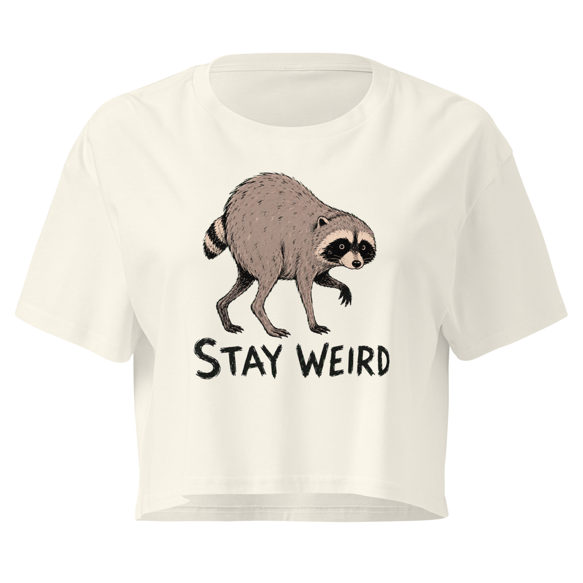 Jimothy: Stay Weird Relaxed Crop Top - Natural