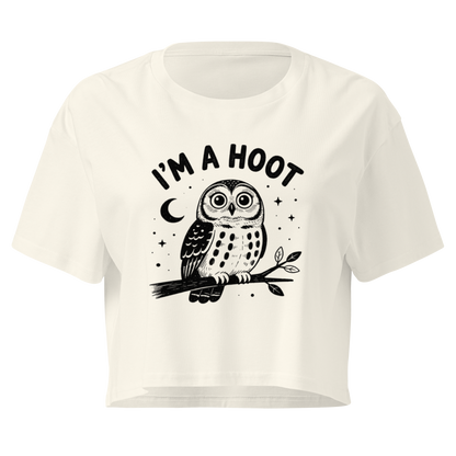 I'm a Hoot Crop Top in Natural, front