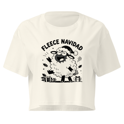Fleece Navidad Crop Top in Natural, front