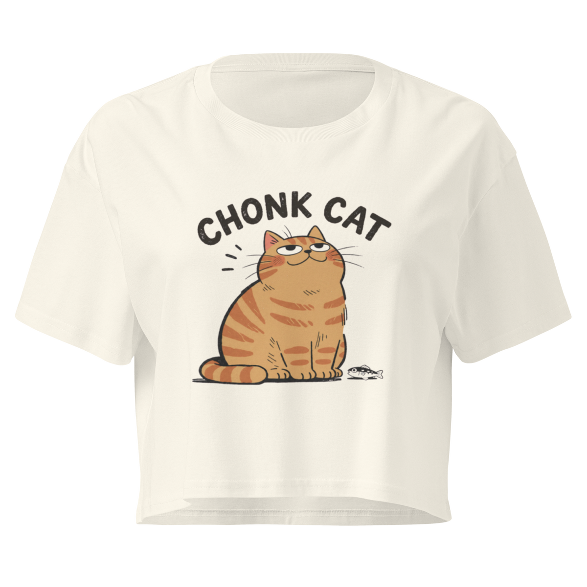 Chonk Cat Crop Top in Natural, front