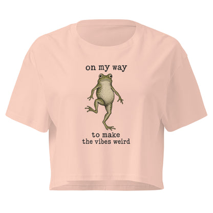 On My Way to Make the Vibes Weird Crop Top in Pale Pink, front