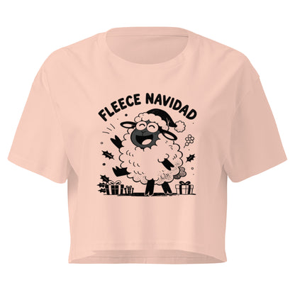 Fleece Navidad Crop Top in Pale Pink, front