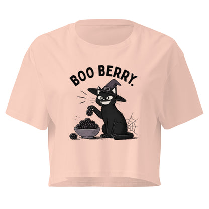 Boo Berry Crop Top in Pale Pink, front