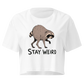 Jimothy: Stay Weird Relaxed Crop Top - White