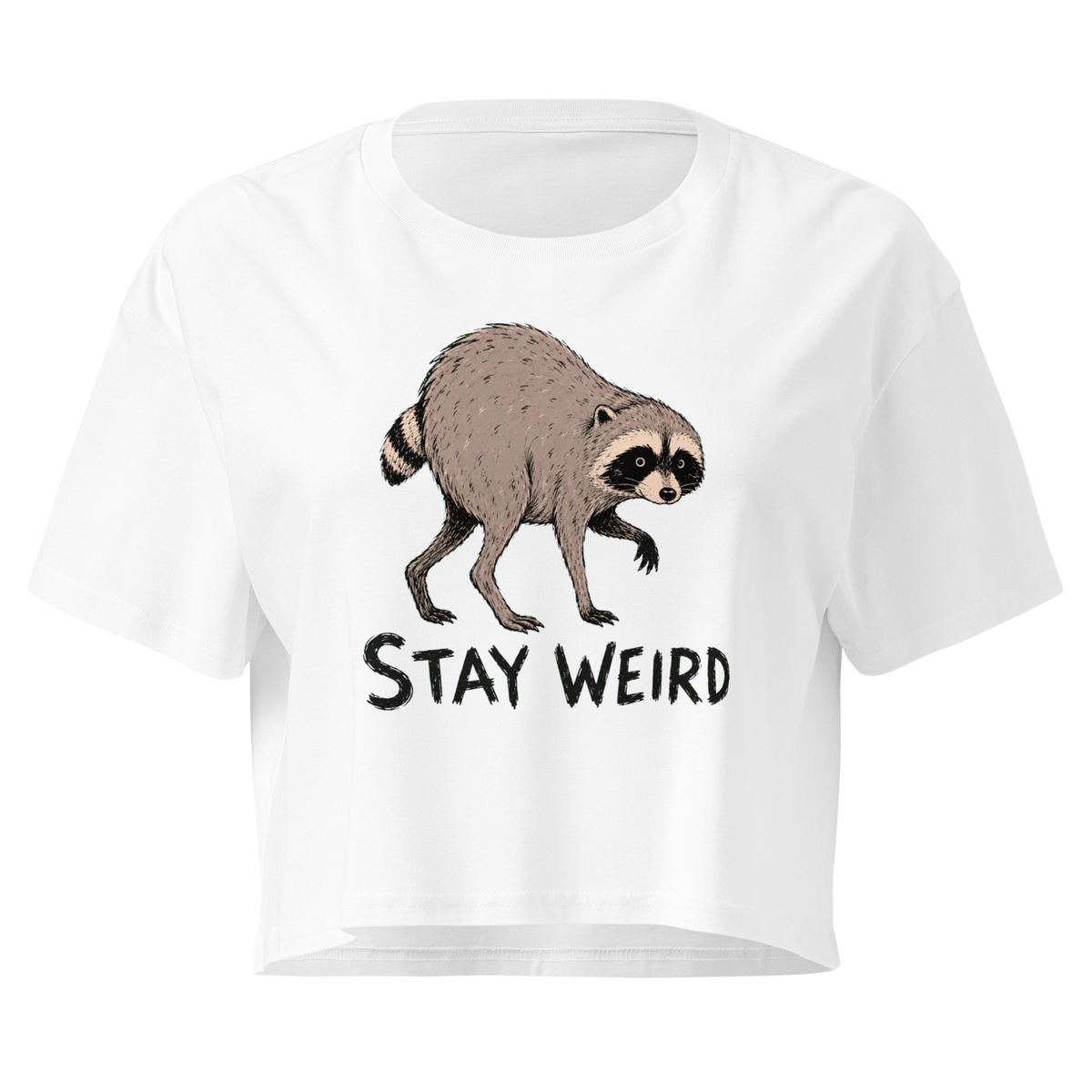 Jimothy: Stay Weird Relaxed Crop Top - White