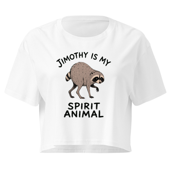Jimothy Is My Spirit Animal Relaxed Crop Top - White