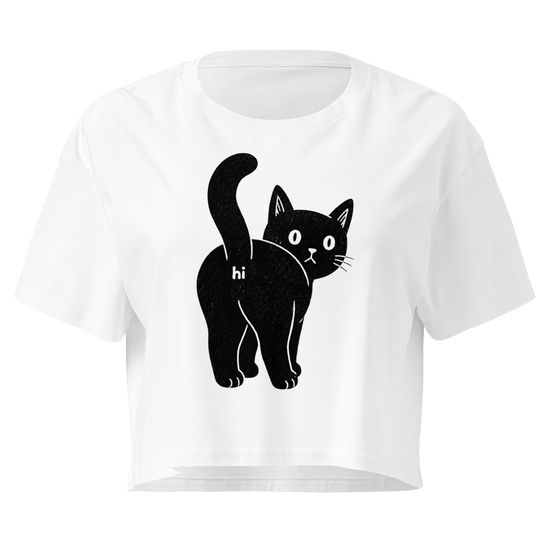 Sh!tty Kitty Relaxed Crop Top - White