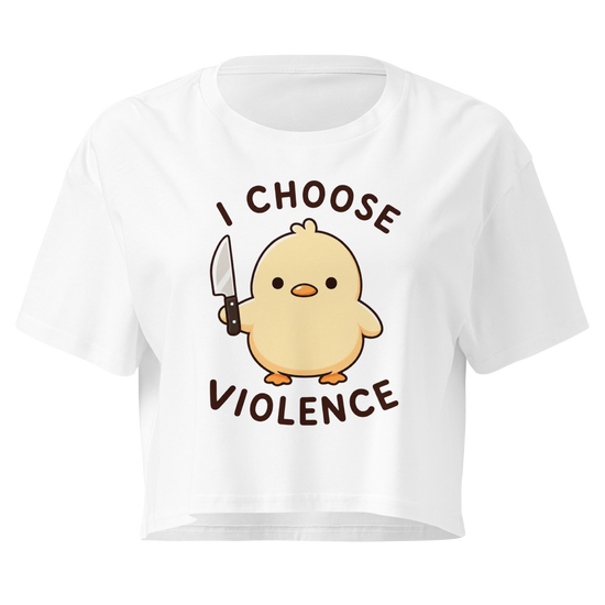 I Choose Violence Relaxed Crop Top - White