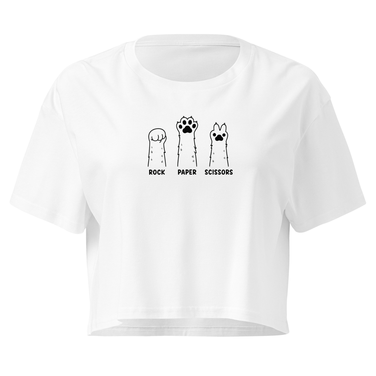 Rock Paper Scissors Relaxed Crop Top - White