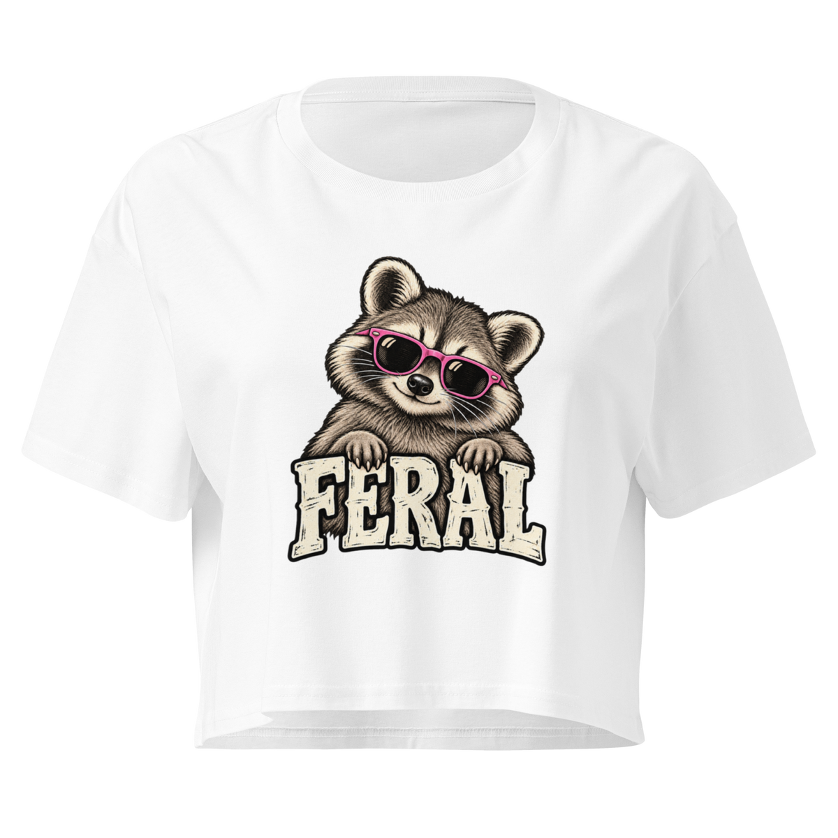 Feral Raccoon Relaxed Crop Top