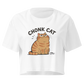Chonk Cat Crop Top in White, front