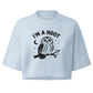 I'm a Hoot Crop Top in Light Washed Denim, front