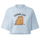 Chonk Cat Crop Top in Light Washed Denim, front