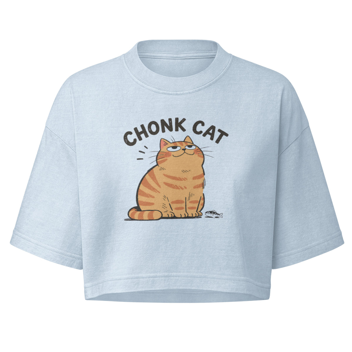 Chonk Cat Crop Top in Light Washed Denim, front