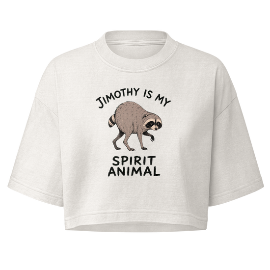Jimothy Is My Spirit Animal Boxy Crop Top - Vintage White