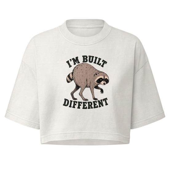 Jimothy: I'm Built Different Boxy Crop Top - Vintage White