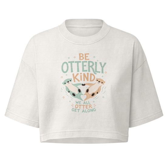 Be Otterly Kind Boxy Crop Top - Vintage White