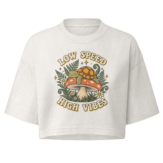 Low Speed High Vibes Boxy Crop Top - Vintage White