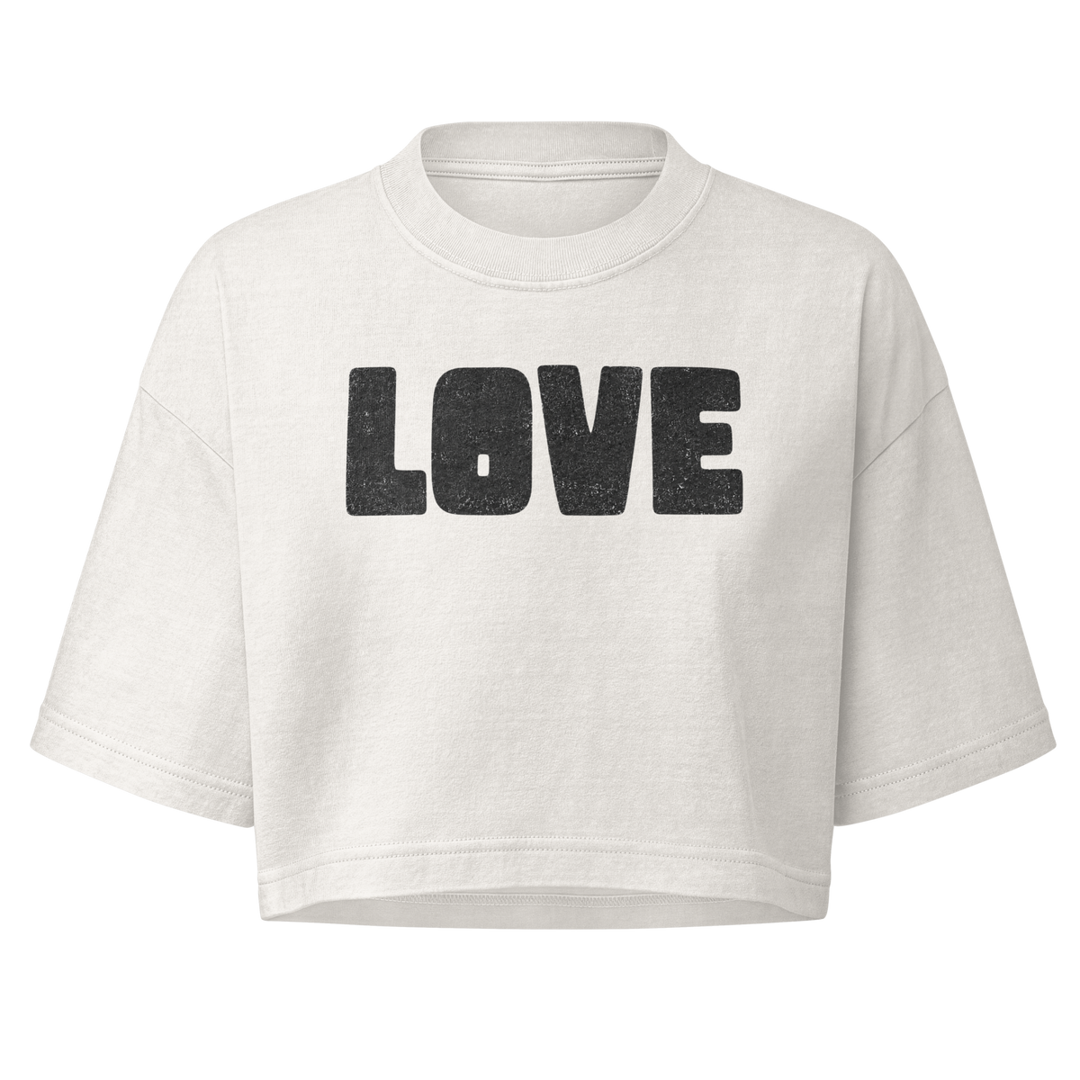 LOVE Boxy Crop Top - Vintage White