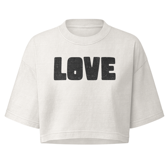 LOVE Boxy Crop Top - Vintage White