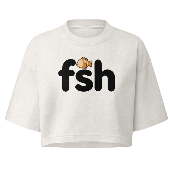 What Do You Call a Fish With No Eye? Boxy Crop Top - Vintage White