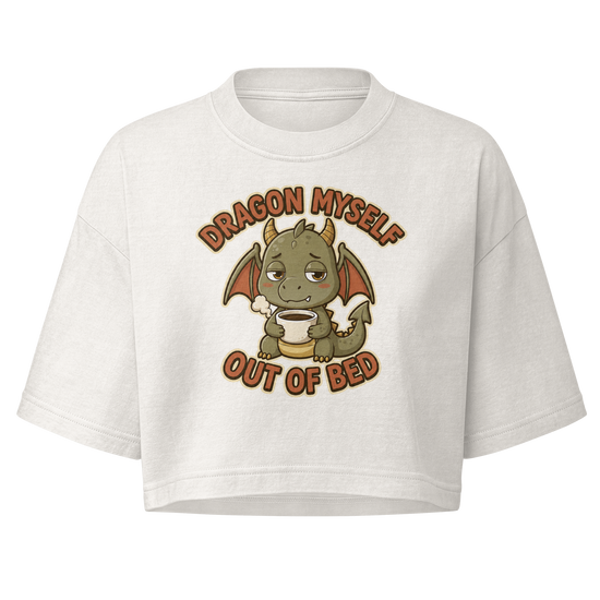 Dragon Myself Out of Bed Boxy Crop Top - Vintage White